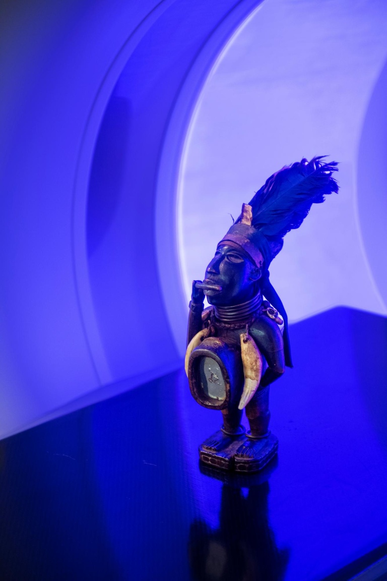 A statue in an MRI machine