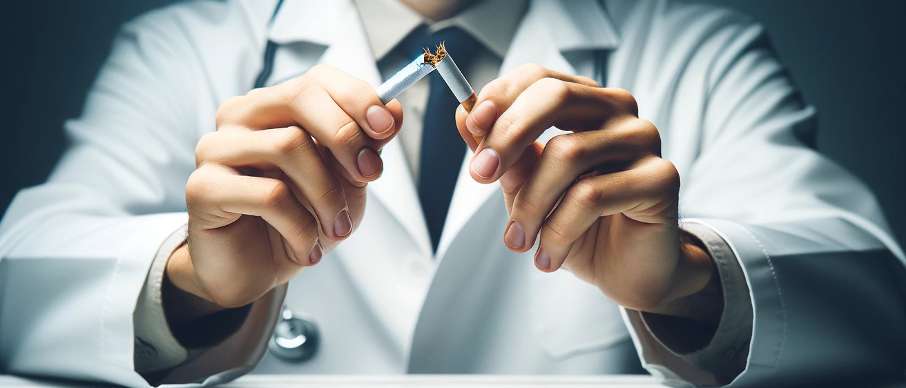 researcher snapping a cigarette in half